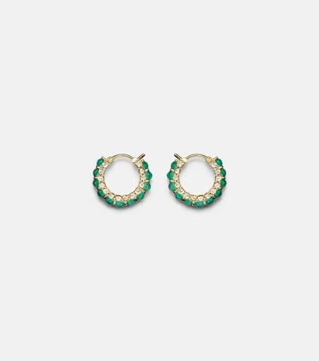 Ileana Makri 18kt gold hoop earrings with emeralds and diamonds 4