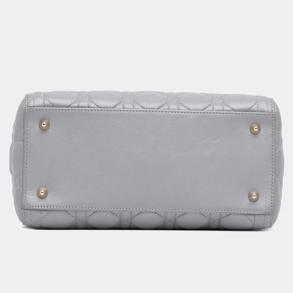 Dior Dior Grey Lambskin Cannage Medium Lady Dior Tote Bag 4
