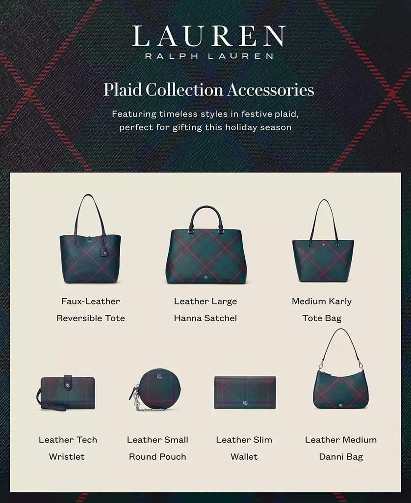 Ralph Lauren Hanna Plaid Leather Large Satchel 9