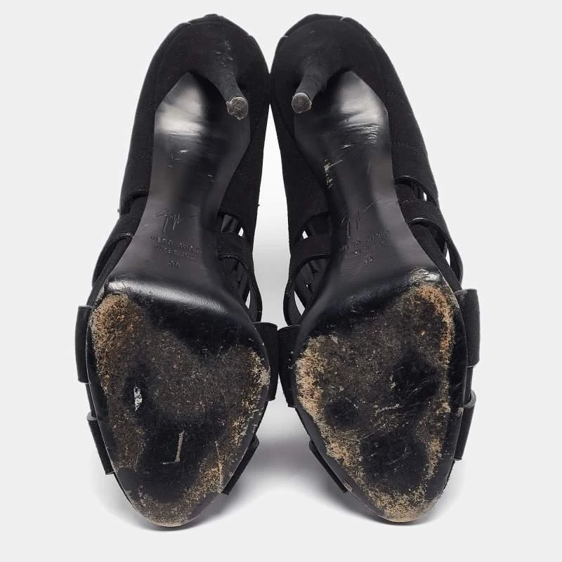 Giuseppe Zanotti Giuseppe Zanotti Black Suede Cut Out Open Toe Booties Size 38 6