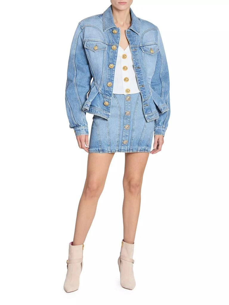 Balmain Denim Ruffled Peplum-Hem Jacket 2