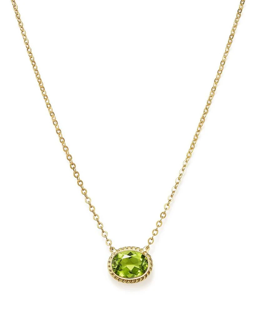 Bloomingdale's Peridot Bezel Pendant Necklace in 14K Yellow Gold, 18" 1