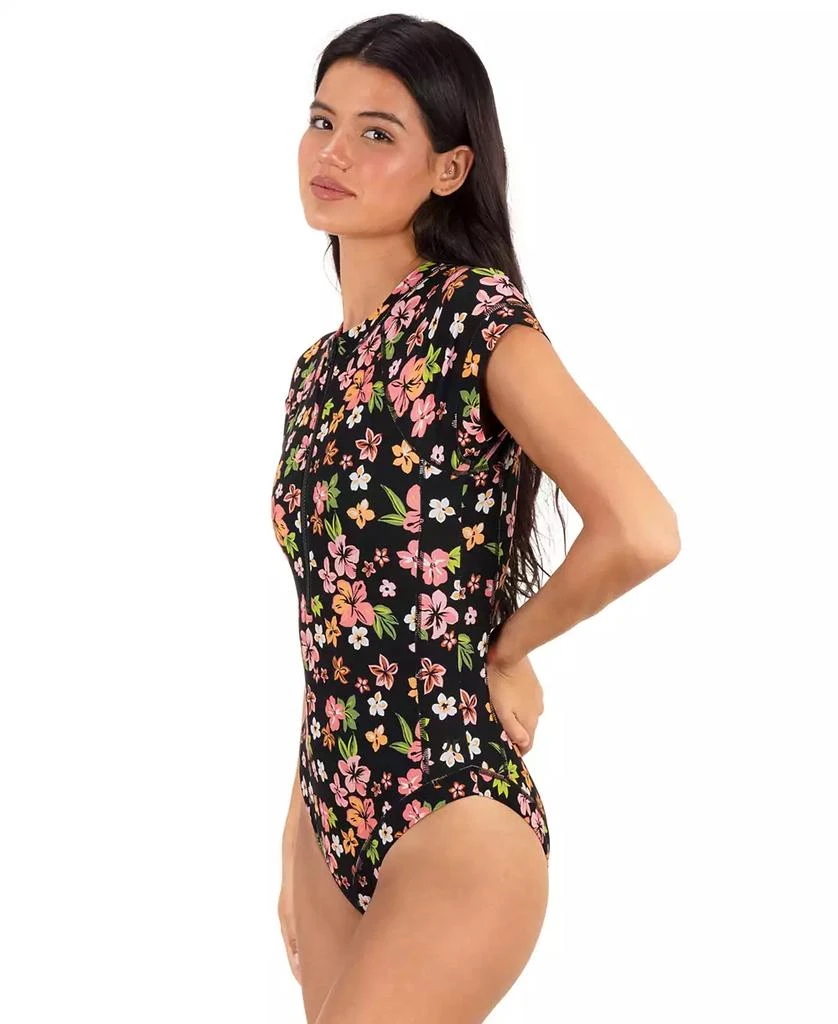 Hurley Women
s Crew Neck Max Hibiscus Dream Floral Print Surf Swimsuit 3