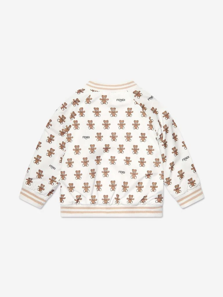 Fendi Kids Fendi Baby Reversible Bear Zip Up in White 5