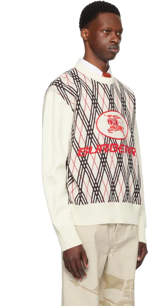 Burberry Off-White Argyle Check Wool Blend Sweater 2