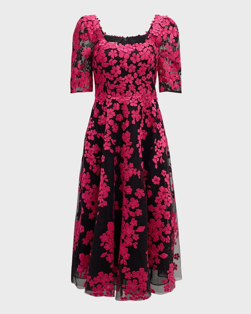 Teri Jon Floral-Embroidered Tulle Midi Dress - Dresses & Skirts - Free  Shipping - BeyondStyle