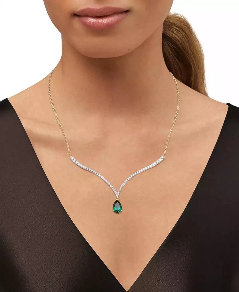 Grown With Love Emerald (1-1/2 ct. t.w.) & Lab Grown Diamond (1 ct. t.w.) Fancy 18" Pendant Necklace in 14k Gold (Also in Lab Grown Ruby & Lab Grown Sapphire) 2