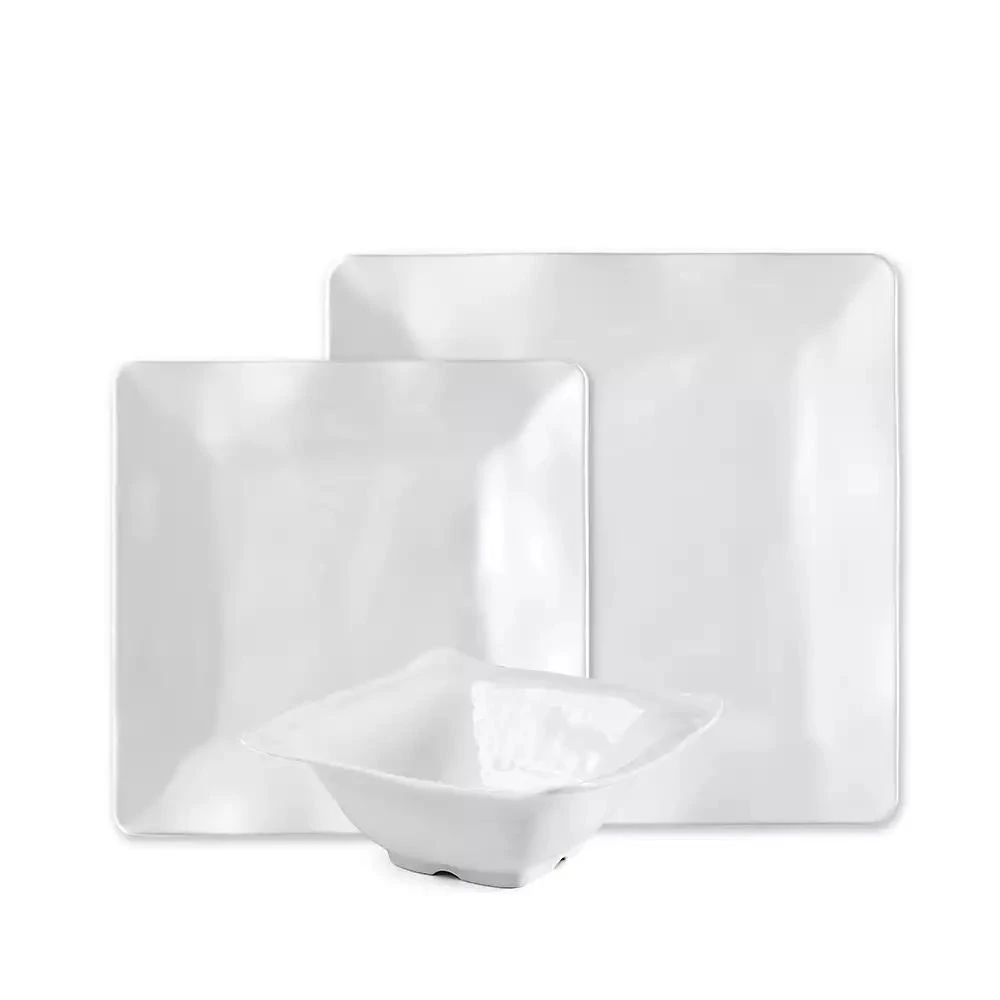 Q Squared Melamine Ruffle Square 12 Pc. Set, Service for 4