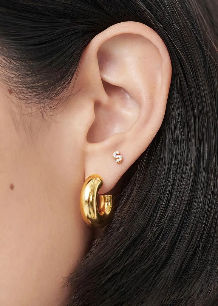 Missoma S Initial 18kt gold-plated single stud earring 2