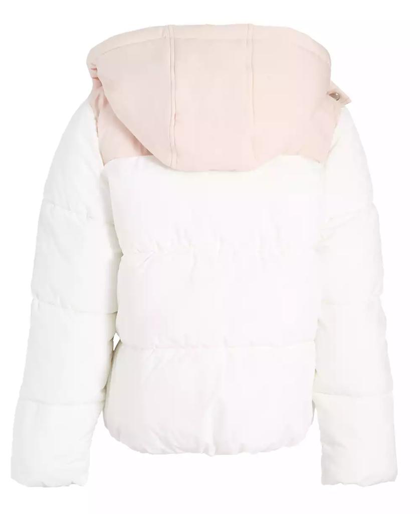 S Rothschild & CO Big Girls Quilted Colorblocked Full-Zip Hooded Puffer Jacket