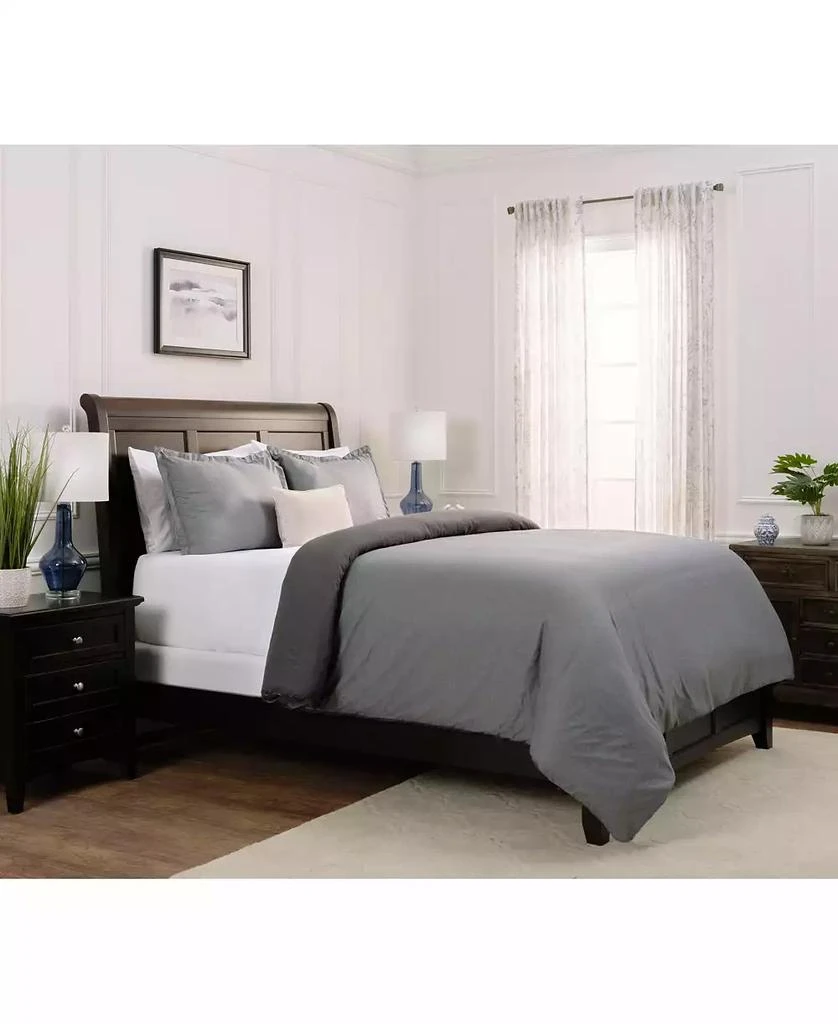 Chanasya Premium Faux Linen Bedding Duvet Cover 3-Piece Soft Luxury Set - Double Brushed Breathable Microfiber Comforter Cover - Breathable Washable Wrinkle and Stain Resistant - Charcoal Queen Size 5