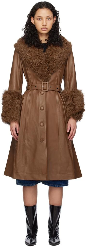 Saks Potts Brown Foxy Shearling Coat 1