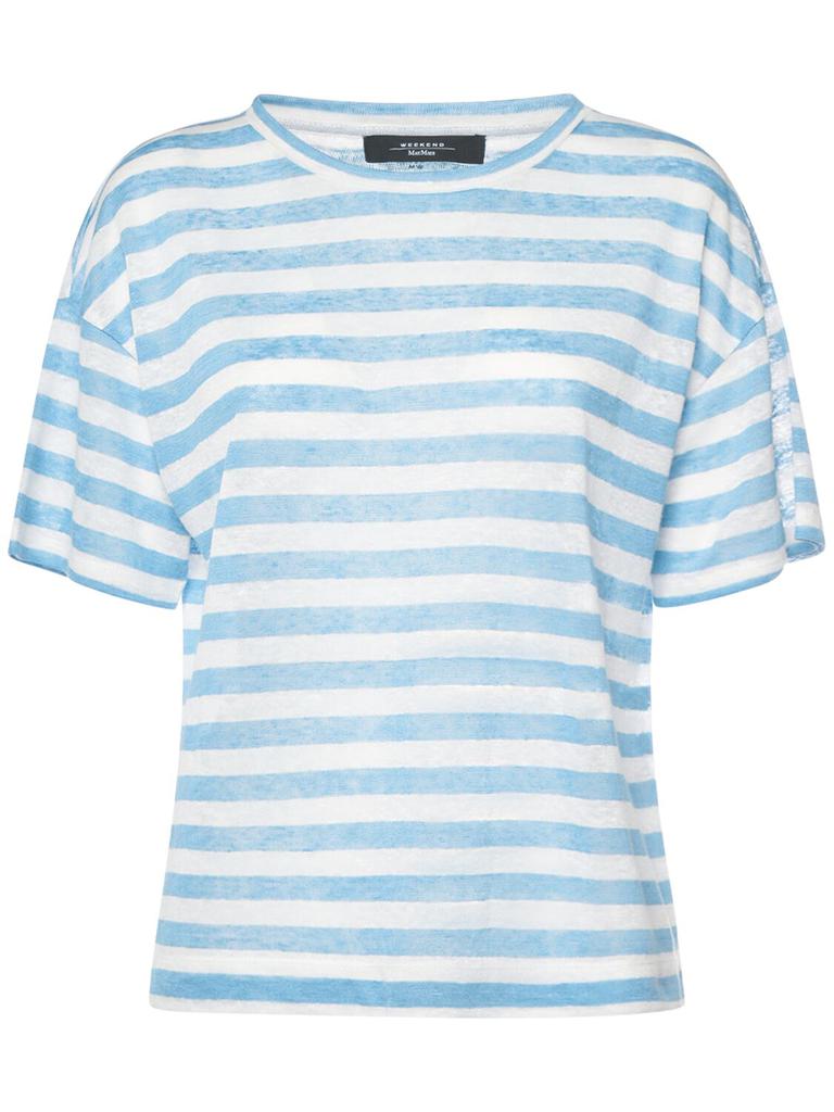 WEEKEND MAX MARA Falla Linen Jersey Striped T-shirt