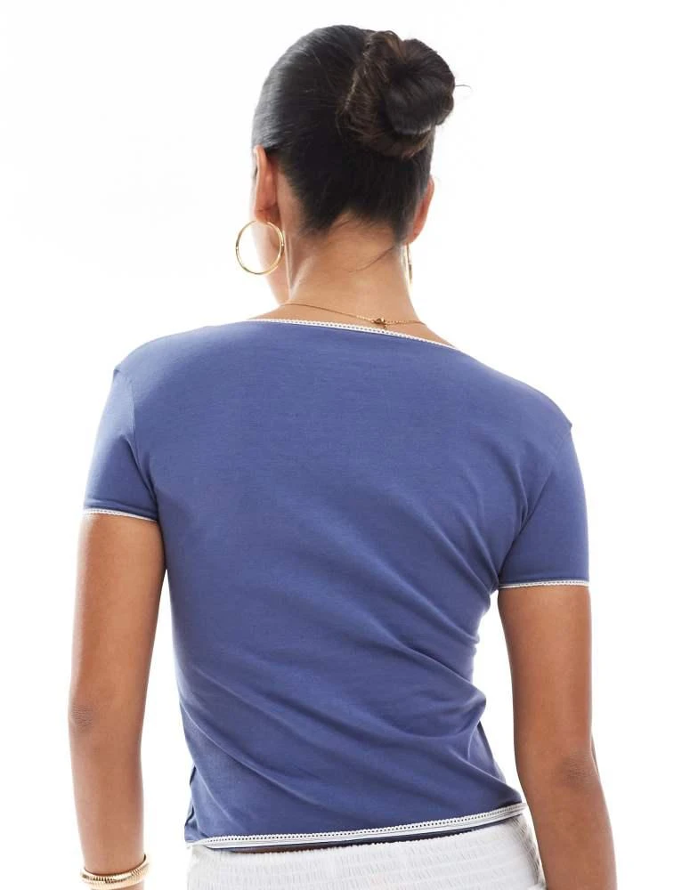 Daisy Street Daisy Street double layer v neck top in navy 4