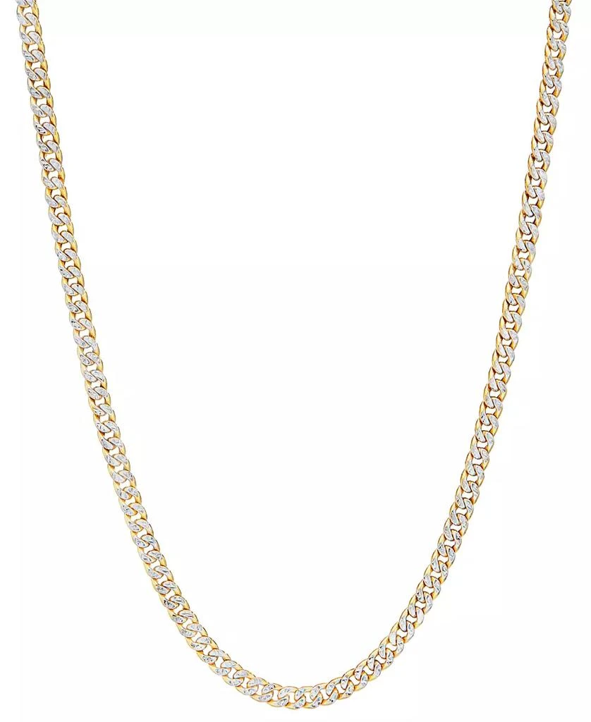 Macy
s Double-Sided Cuban Link Chain Bracelet (4.5mm) in 10k Two-Tone Gold 1