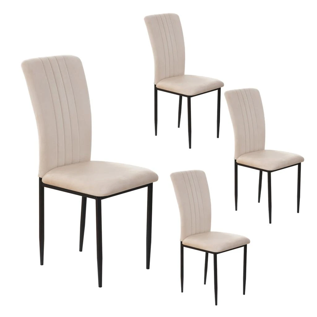 Streamdale Furniture Streamdale Dining Chairs Set of 4 Modern Velvet Upholstered Chairs with Metal Legs (Beige)