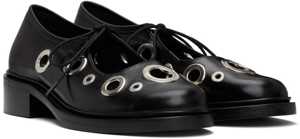 Nicole Saldaña Black Fabiana Eyelet Loafers 4