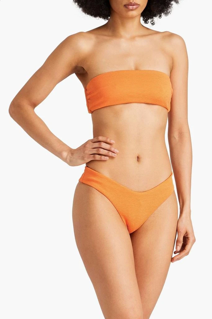 Mara Hoffman Abigail ribbed knotted bandeau bikini top 2