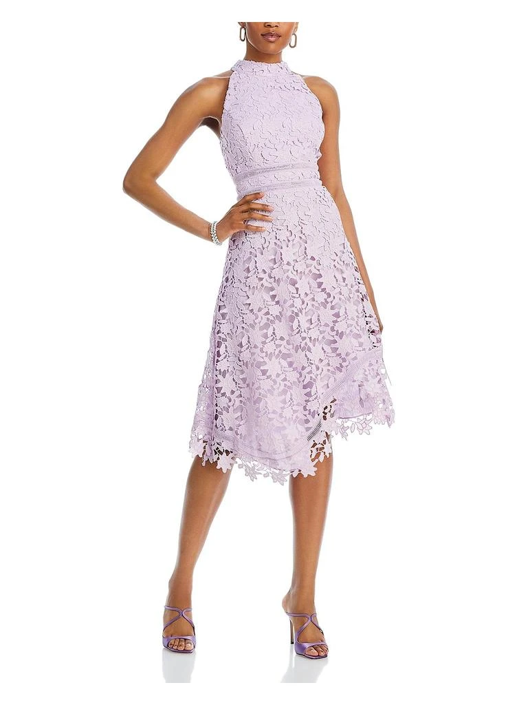 Eliza J Womens Ladder Stitch Asymmetric Halter Dress 1