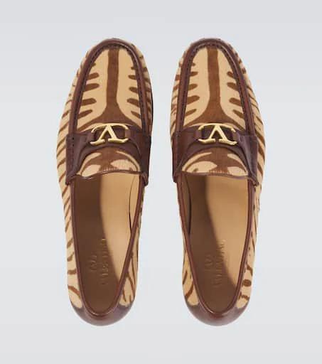 Valentino VLogo zebra-print calf hair loafers 4