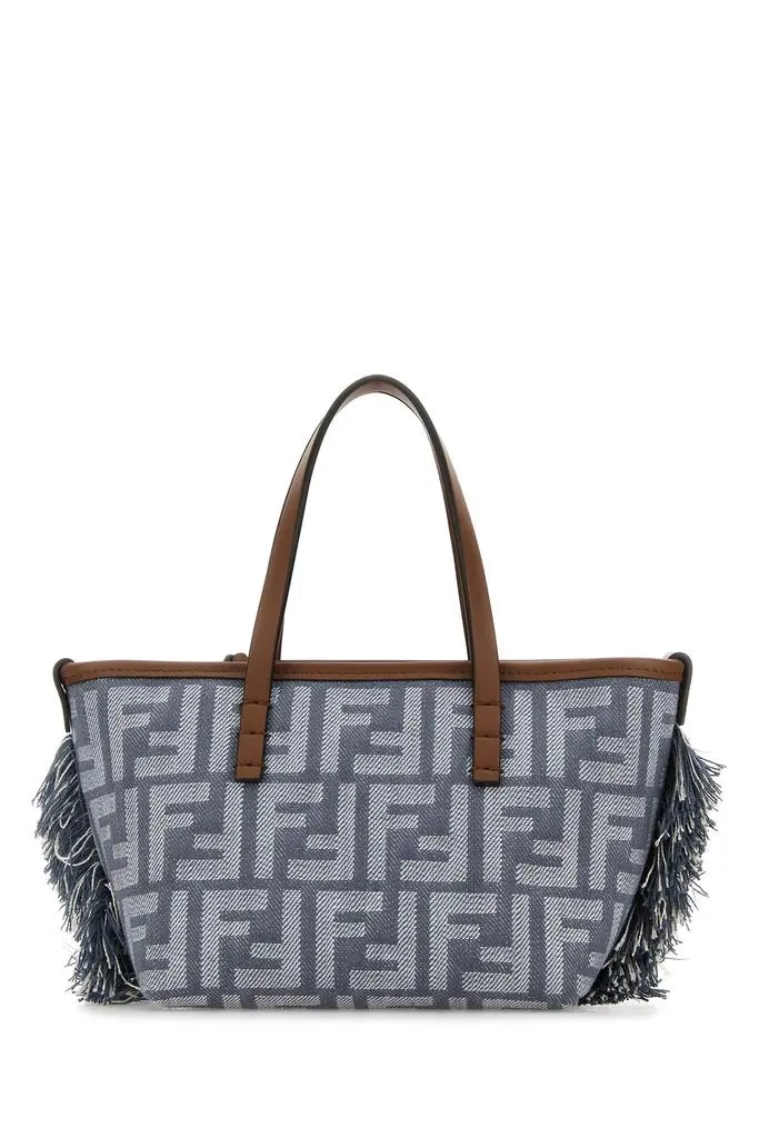 Fendi Embroidered denim mini Roll handbag