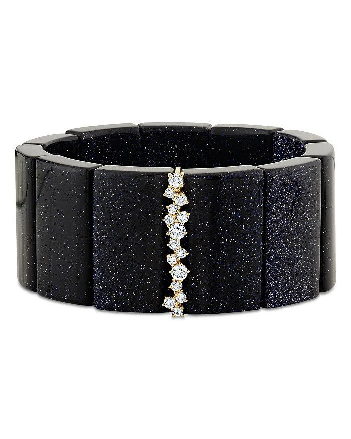 Sydney Evan 14K Yellow Gold Cocktail Diamond
Blue Goldstone Bracelet