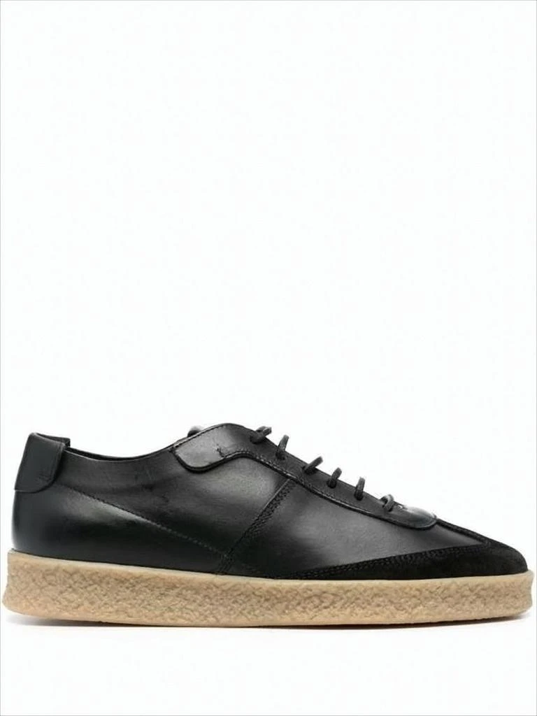 BUTTERO Low-Top Black Leather And Suede Sneakers