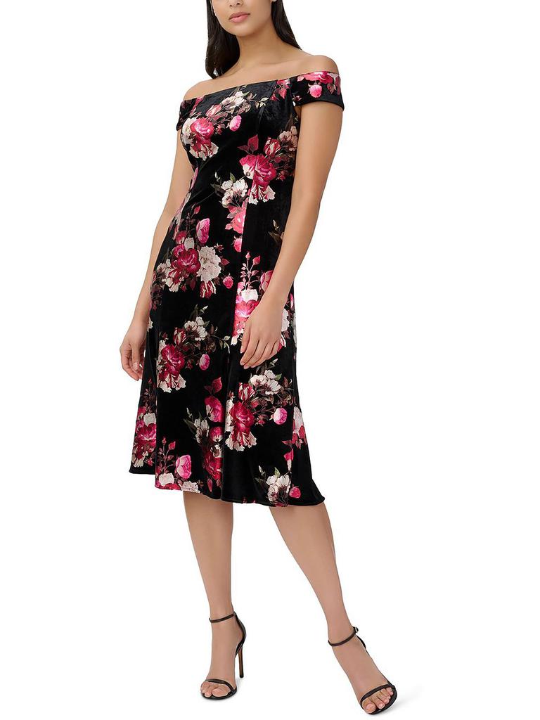 Adrianna Papell Womens Velvet Knee Cocktail and Party Dress