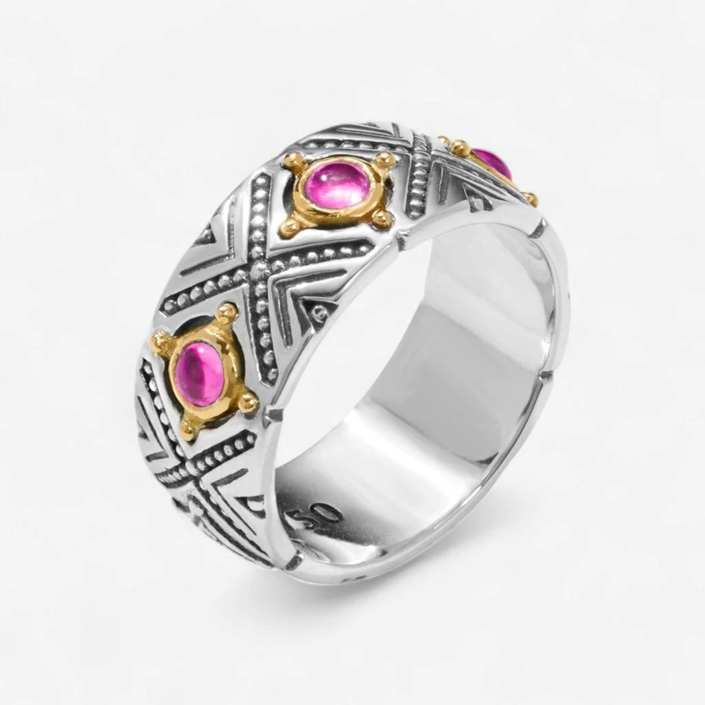 Konstantino Konstantino Dome Sterling Silver 
18K Yellow Gold Corundum Ring Sz. 6 DKJ974-538-S6 1