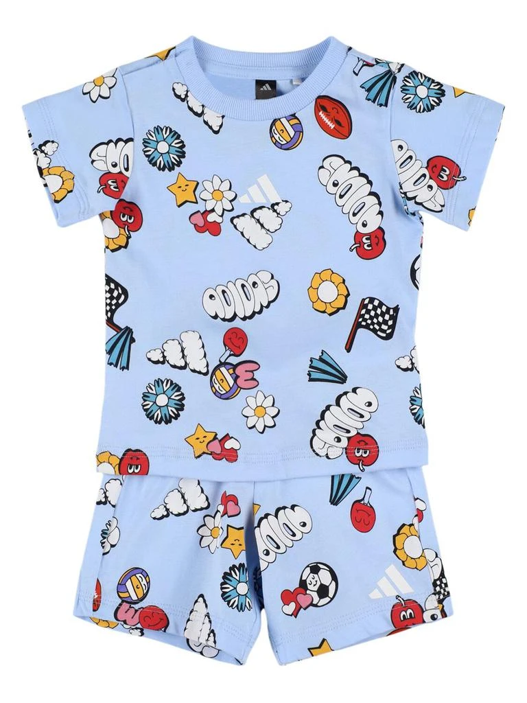 Adidas Printed Cotton T-shirt & Shorts 1