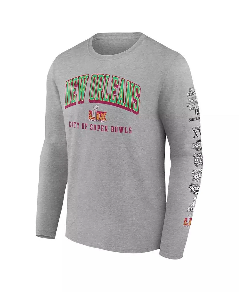 Fanatics Men's Heather Gray Super Bowl LIX Host History Long Sleeve T-Shirt 2