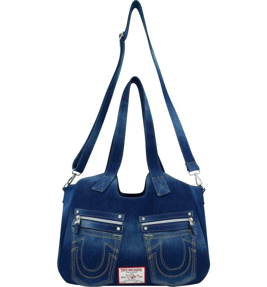 True Religion Brand Jeans Horseshoe Stitched Denim Shoulder Bag 5