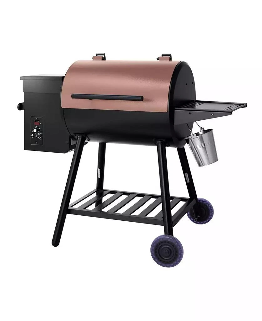 Ecooso Wood Pellet Grill Smoker, 8-in-1 Outdoor BBQ, 456 Sq. In. Cooking Area, Digital Controller, Meat Probe, 500°F Max