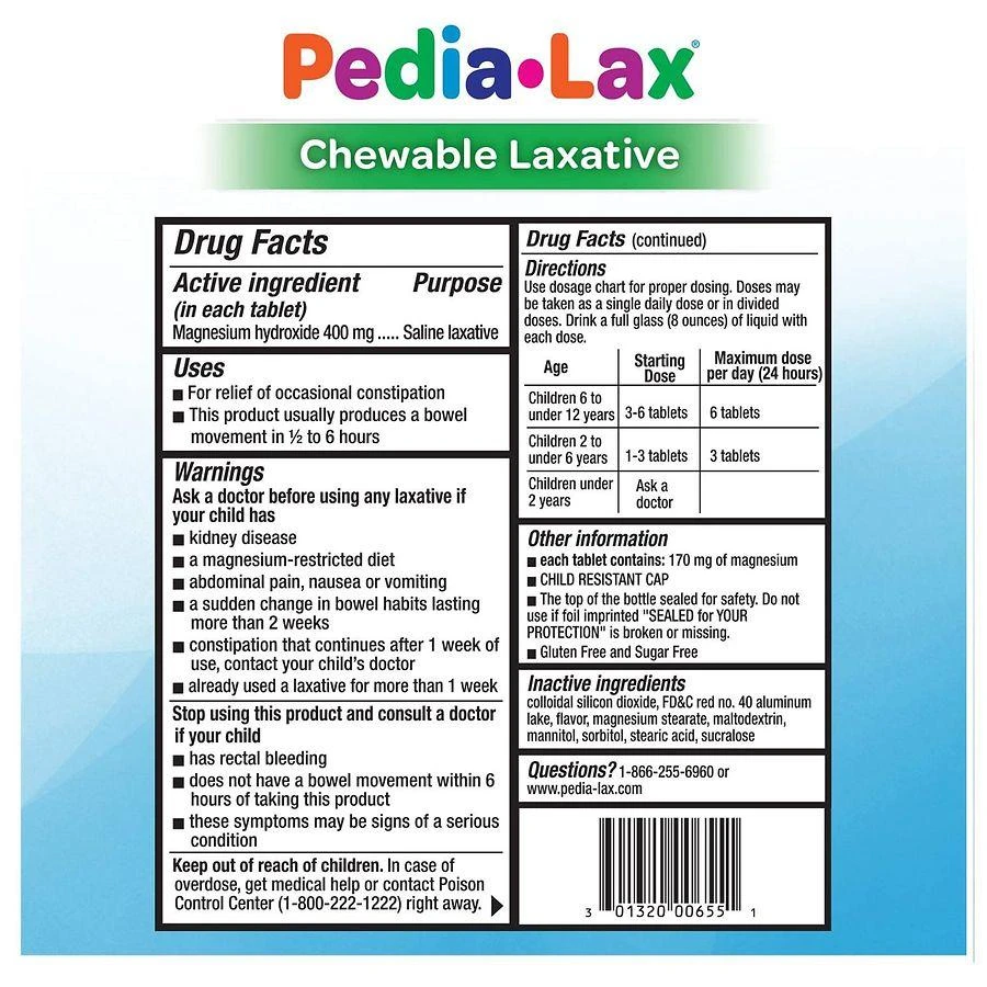 Fleet Children's Pedia-Lax Saline Laxative Chewable Tablets Watermelon 3