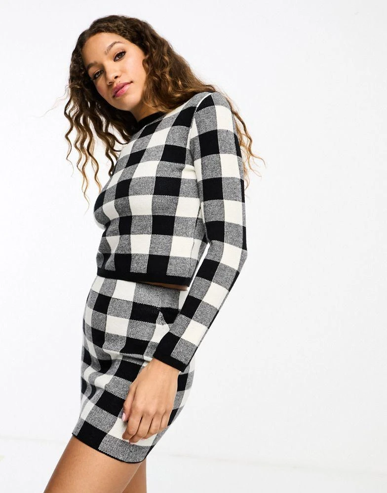 Gianni Feraud Gianni Feraud check print cropped jumper co ord in black and white 1