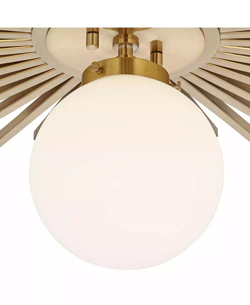 Possini Euro Design Hazel Modern Ceiling Light Semi Flush Mount Fixture 24" Wide Warm Brass White Globe Shade for Bedroom Kitchen Living Room Hallway 8