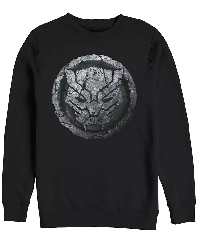 Marvel Marvel Men's Black Panther Stone Cat Face Logo, Crewneck Fleece