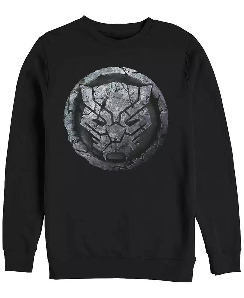 Marvel Marvel Men's Black Panther Stone Cat Face Logo, Crewneck Fleece 1