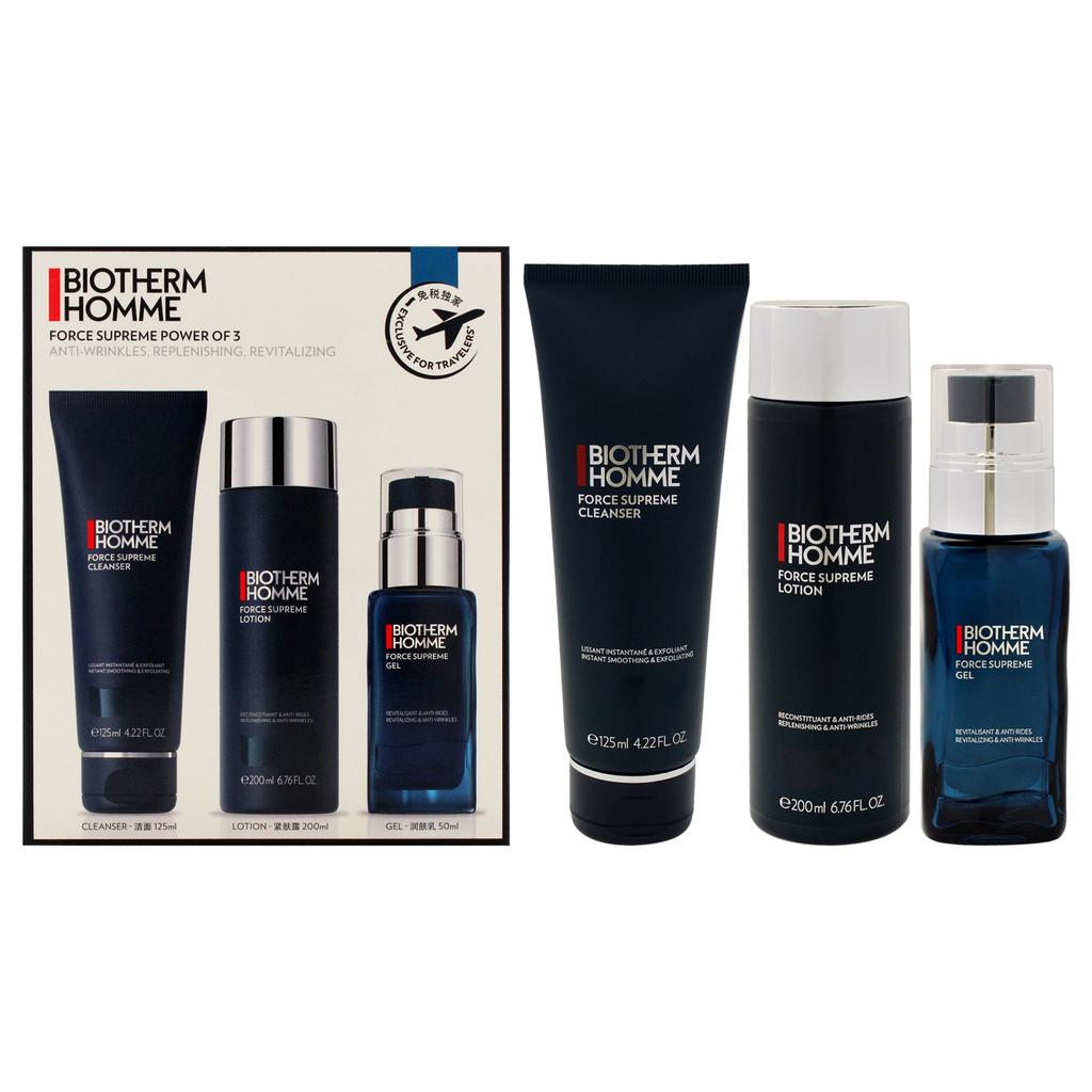 Biotherm Homme Force Supreme Power Set by  for Men - 3 Pc 4.22oz Force Supreme Cleanser, 6.76oz Force Supreme Lotion, 1.69oz Force Supreme Gel