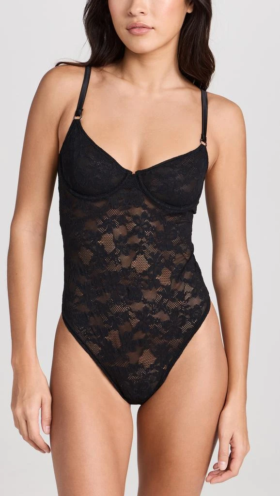 Fleur du Mal Le Stretch Multifit Lace Thong Bodysuit 1