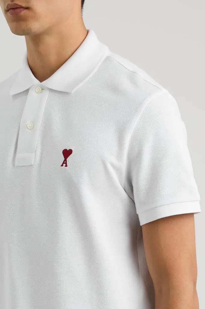 AMI Logo-embroidered piqué cotton polo shirt 5
