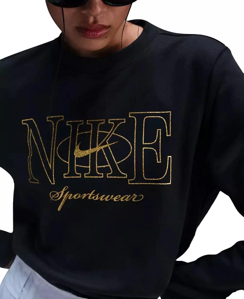NIKE Women's Sportswear Club Fleece Shine Crewneck Sweatshirt 1