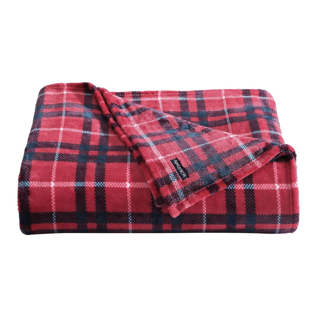 Nautica Winter Tattersall Red Twin Blanket
