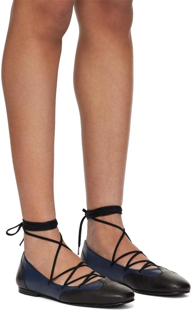 Molly Goddard Navy & Black Helena Ballerina Flats 4