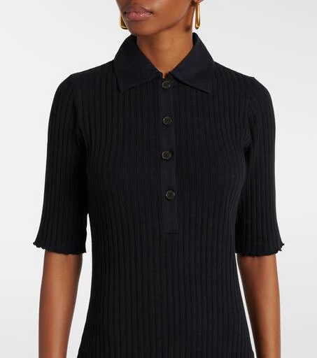 Vince Ribbed-knit cotton-blend polo dress 4