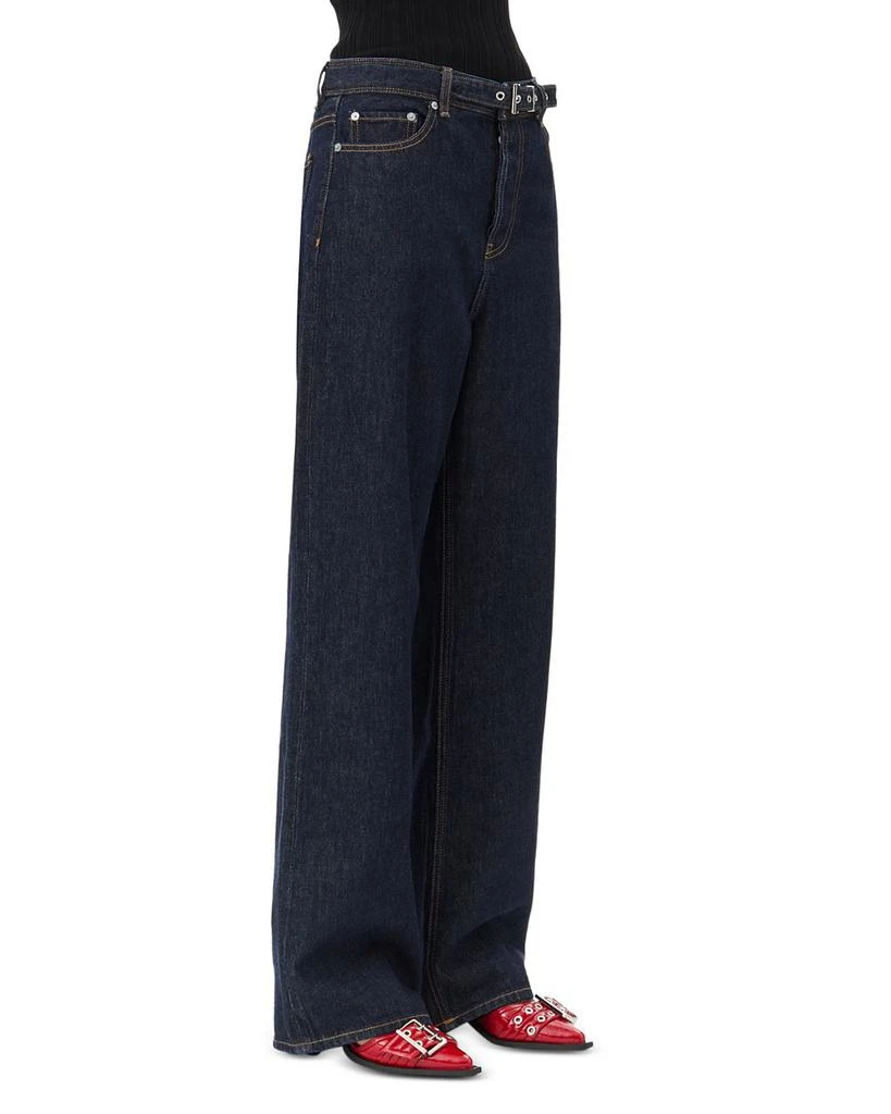 Ganni Izey Belted Wide Leg Jeans in Rinse 1