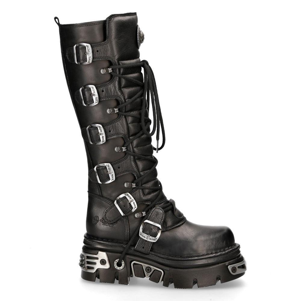 NewRock 272 Metallic Goth Leather Buckle Boots Punk