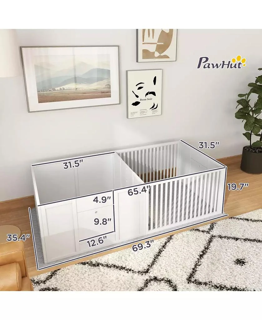 PawHut Whelping Box for Dogs with Waterproof Pad 
Adjustable Door 3