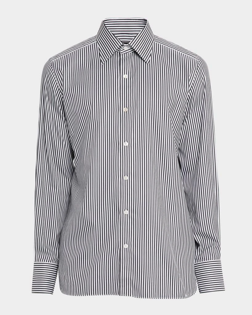neiman marcus trim fit dress shirt Men's Slim-Fit Stripe Elevated Organic Cotton Dress Shirt
