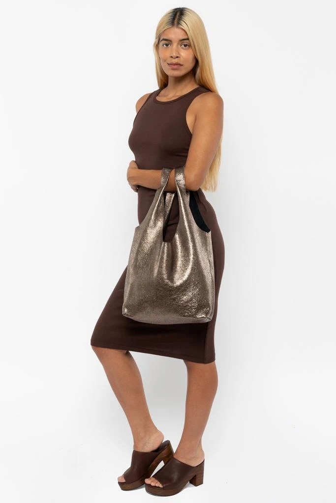 Los Angeles Apparel RLH3405 - Embellished Leather Shopping Bag 4